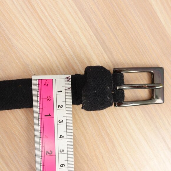 VINTAGE Lord Taylor Belt‎ Womens M Black Wool Skinny Grommet Gunmetal 90s Grunge - Picture 8 of 13